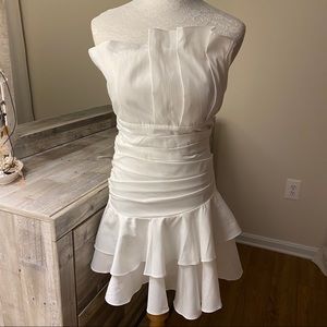 Strapless Dress Form Fitting Ruffles White